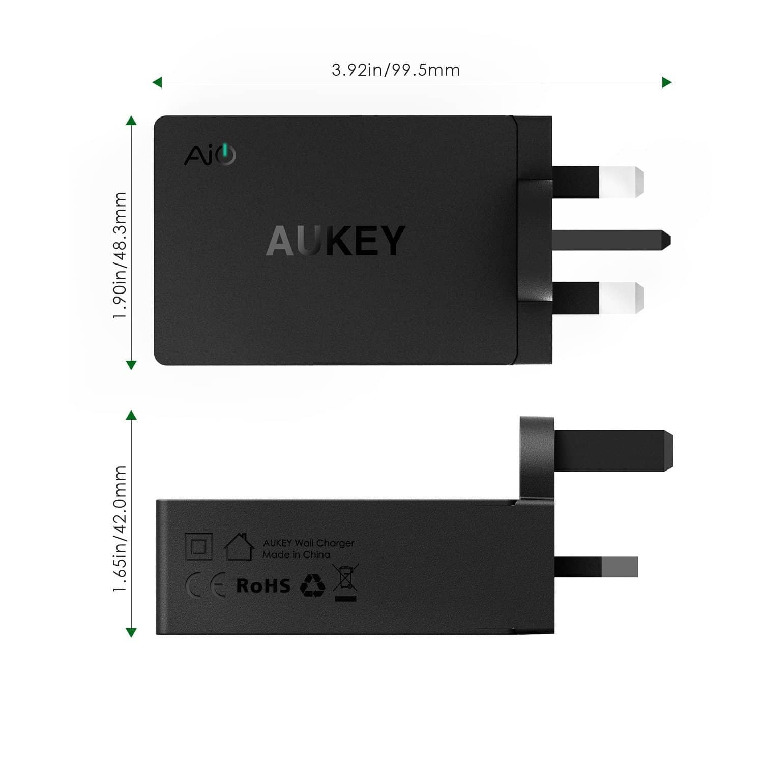 AUKEY PA-T2 42W 3 USB Ports Qualcomm Quick Charge 2.0 Charger - Aukey Malaysia Official Store