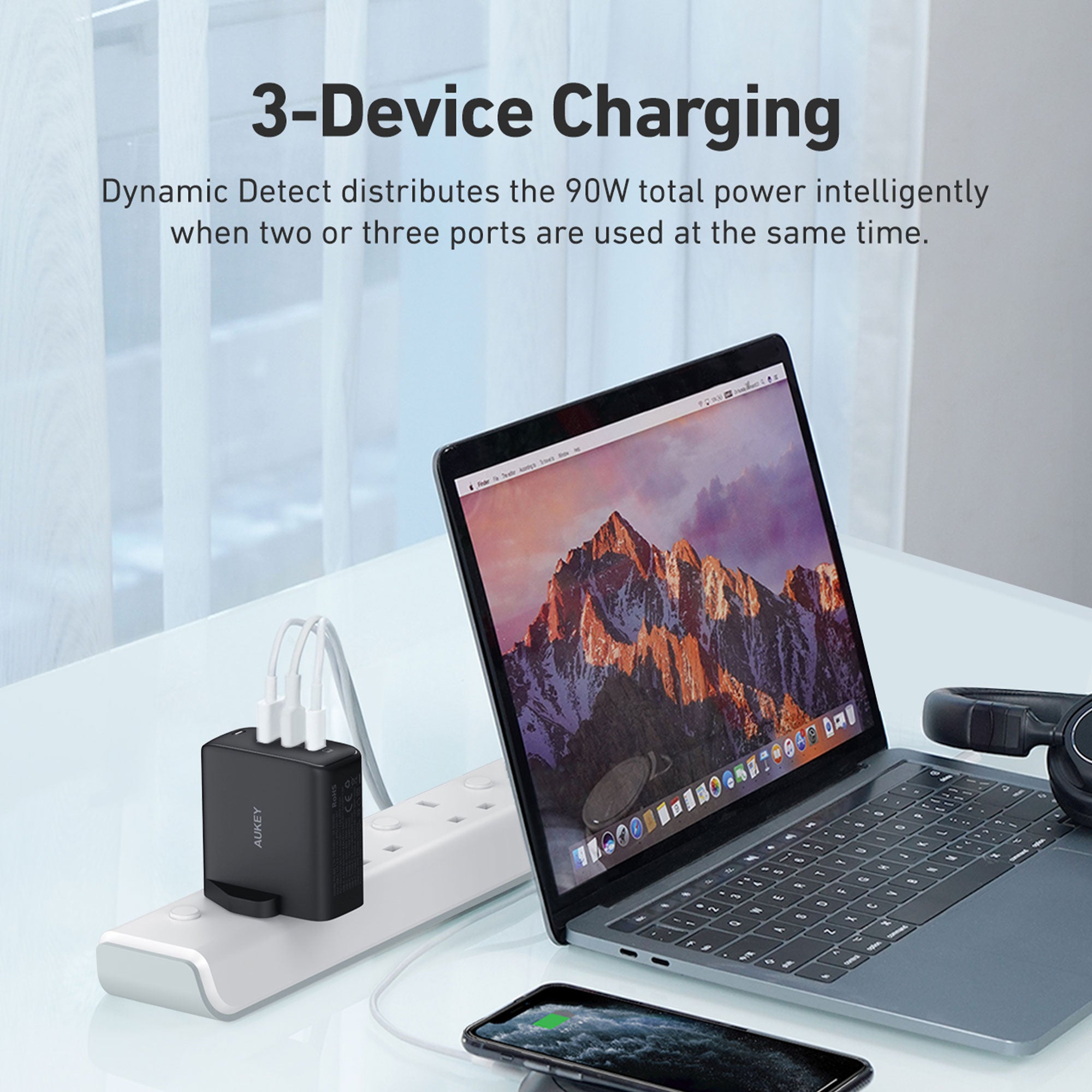 Aukey PA-B6S Omnia 90W 3-Port GaN USB C Power Delivery Charger